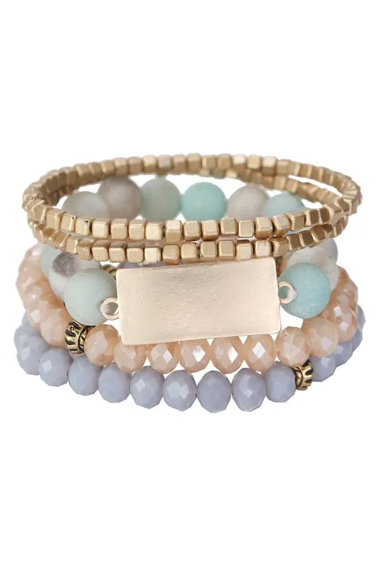 Amazonite Natural Stone Beads Bracelets Set