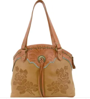American West Handbag Texas Rose Collection: Zip Top Tote