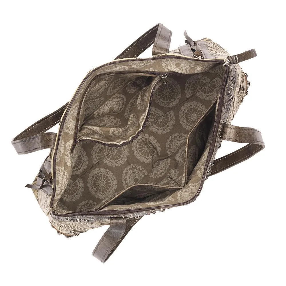 American West Handbag Texas Rose Collection: Zip Top Tote
