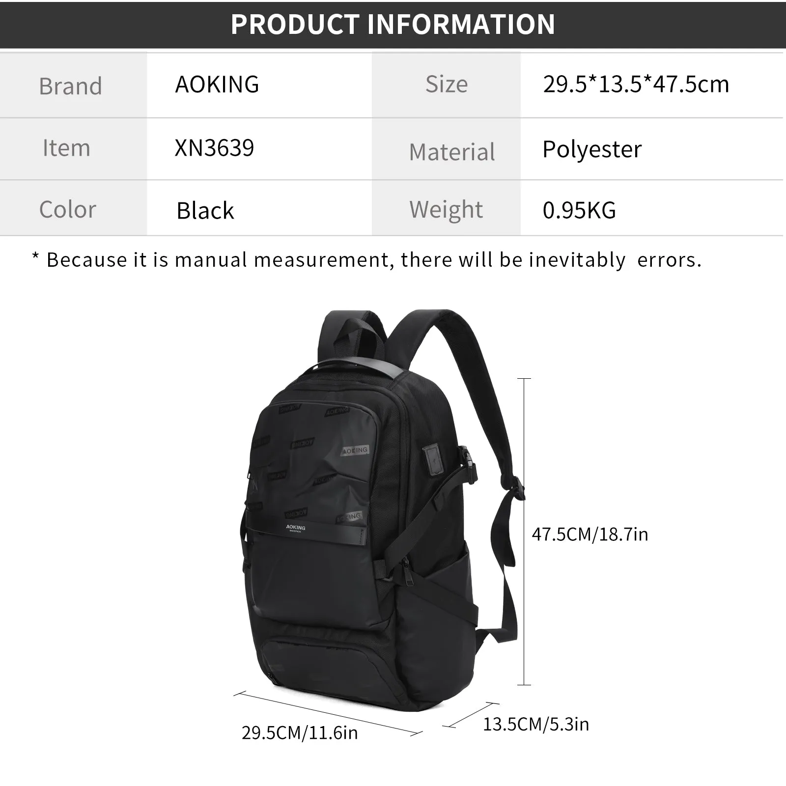 Aoking Factory Price Casual Sport Backpack XN3639