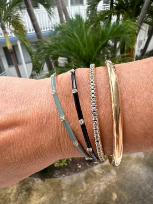 Ava Bangle Bracelet: Night Enamel/14K Yellow Gold-Diamond