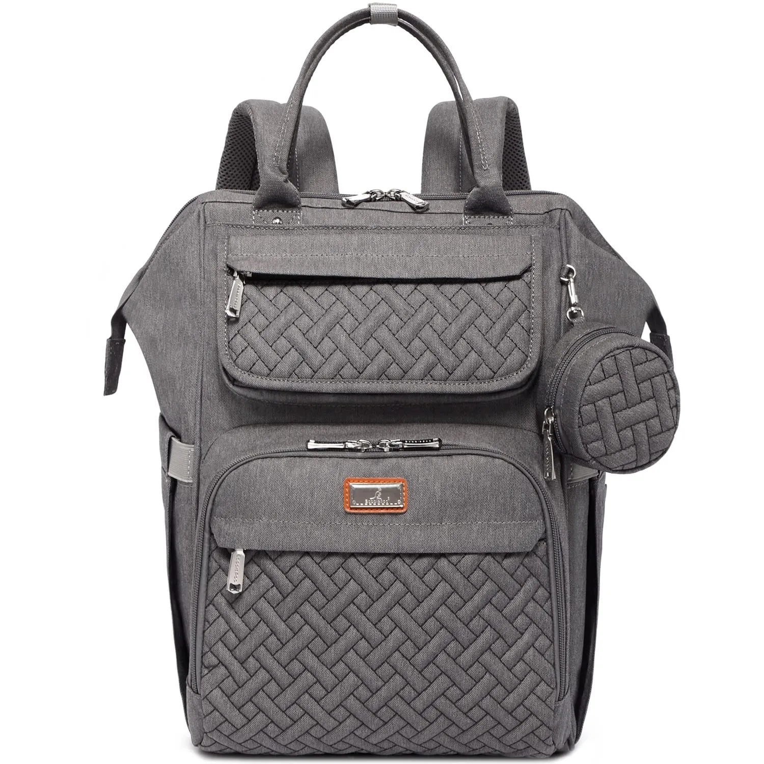BabbleRoo Diaper Bag Backpack, Multifunction Large Bags with Changing Pad & Stroller Straps & Pacifier Case, Unisex Stylish Travel Back Pack Nappy Changing Bag for Moms Dads (Dark Gray) U1