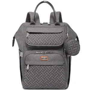 BabbleRoo Diaper Bag Backpack, Multifunction Large Bags with Changing Pad & Stroller Straps & Pacifier Case, Unisex Stylish Travel Back Pack Nappy Changing Bag for Moms Dads (Dark Gray) U1