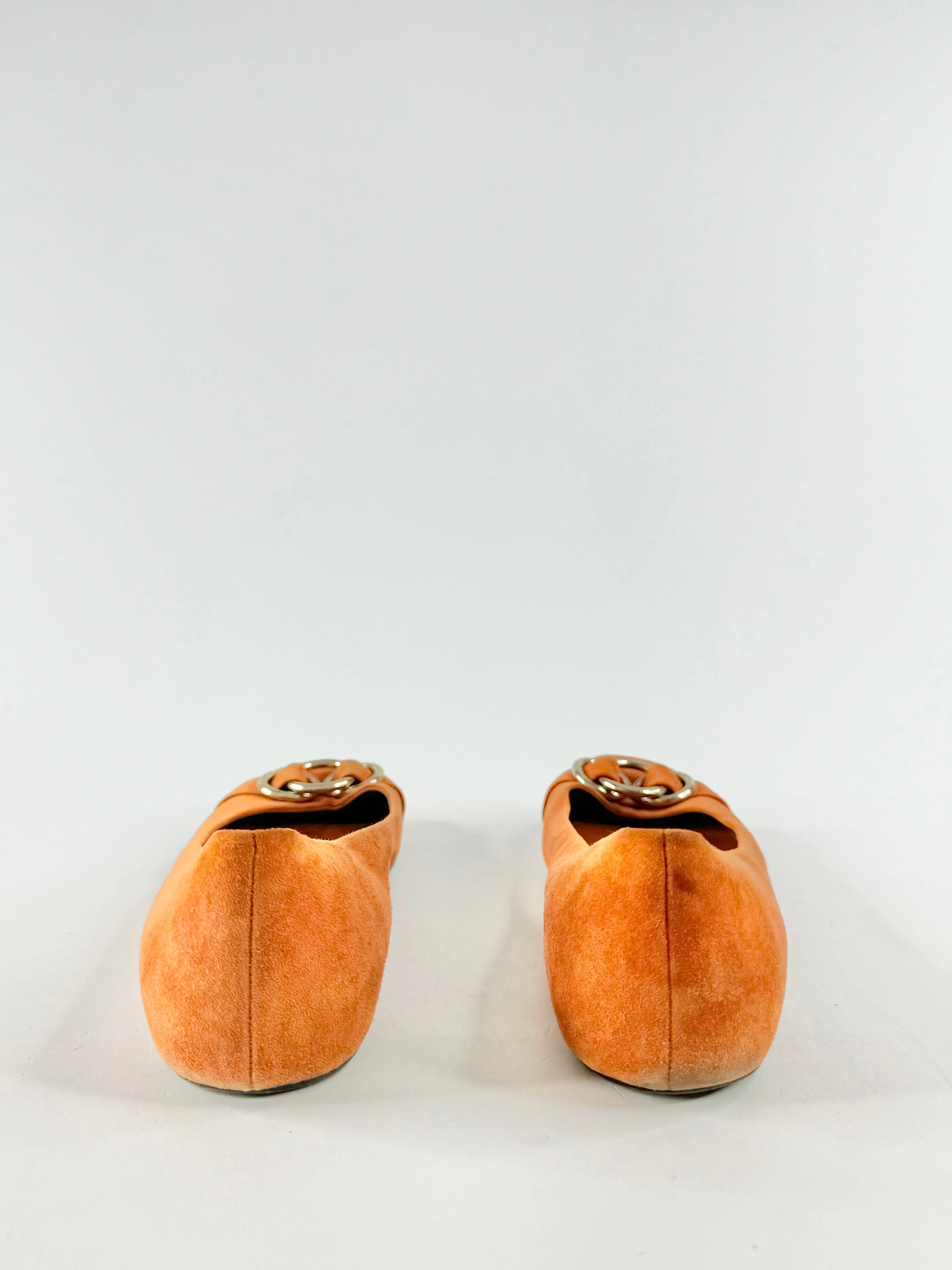 Bally 'Abbie' Burnt Orange Suede Ballet Flats - EU38