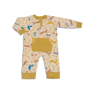 Bamboo Long Sleeve Romper w/Kangaroo Pocket (Woodland Frolic Print)