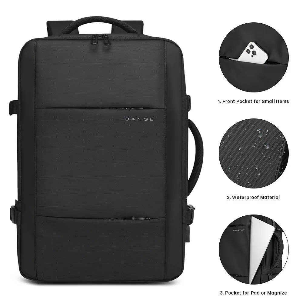 BANGE Travel Backpacks,Flight Approved Carry On Backpacks, 17-inch Laptop Backpack for International Travel Bag,Weekender Luggage Backpack for Men