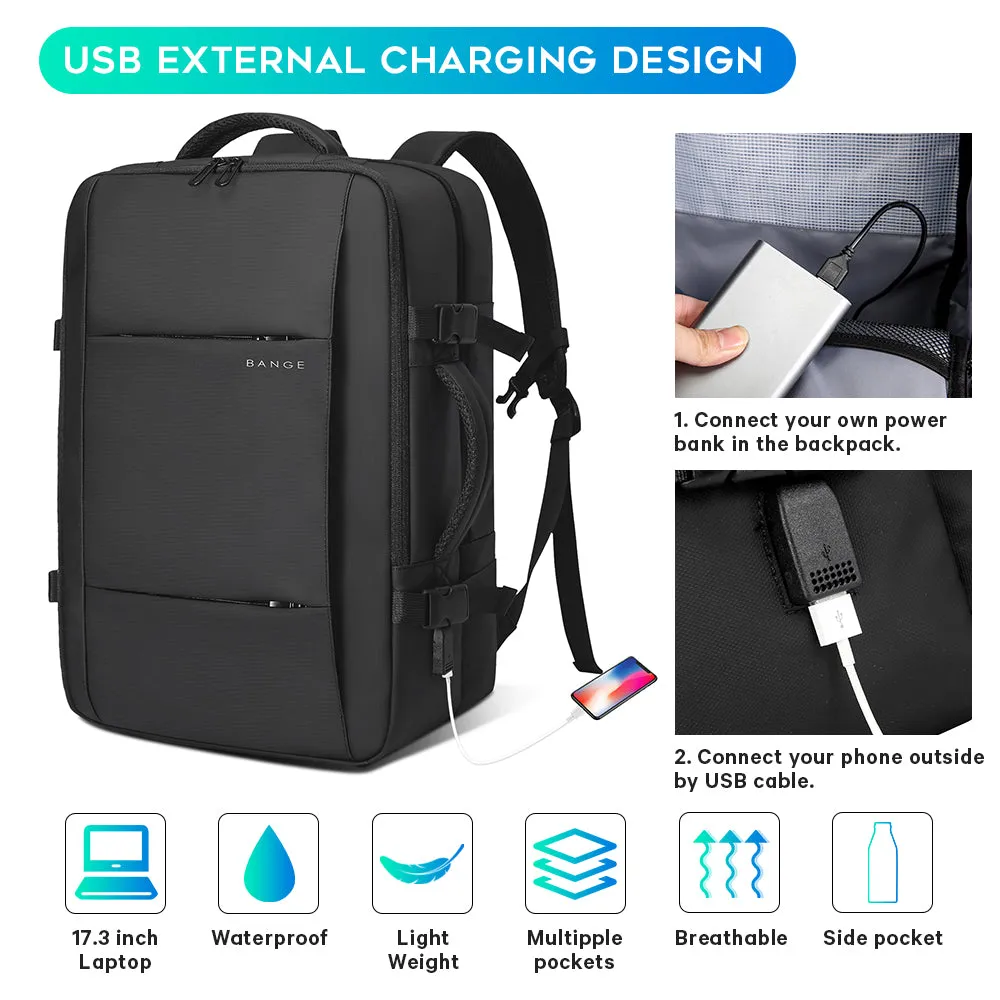 BANGE Travel Backpacks,Flight Approved Carry On Backpacks, 17-inch Laptop Backpack for International Travel Bag,Weekender Luggage Backpack for Men