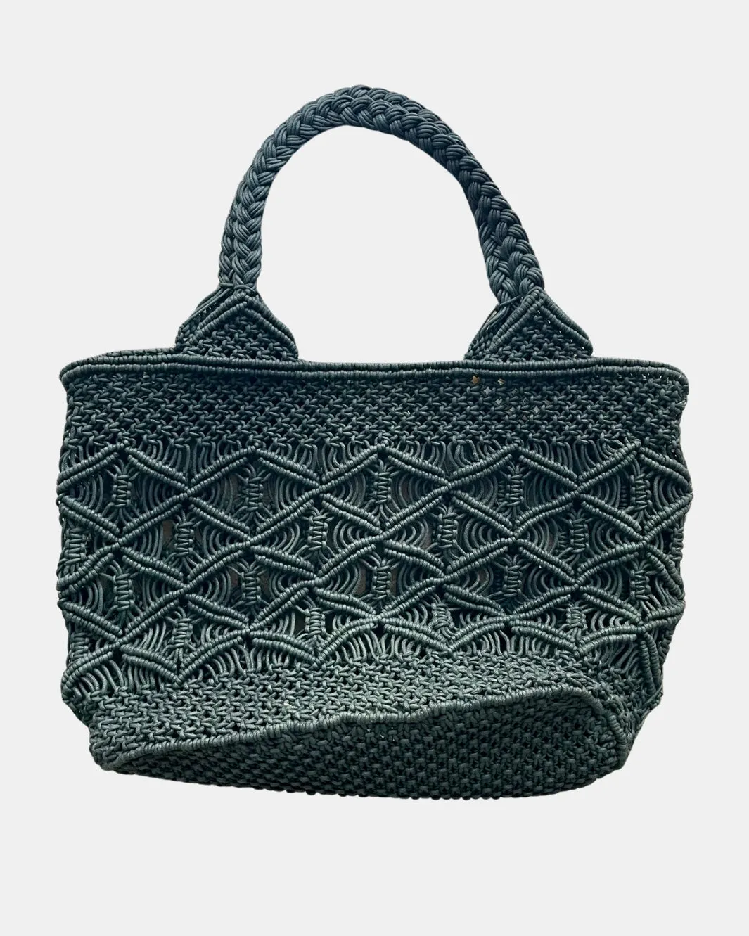 BASKET MACRAME TOTE IN BLACK
