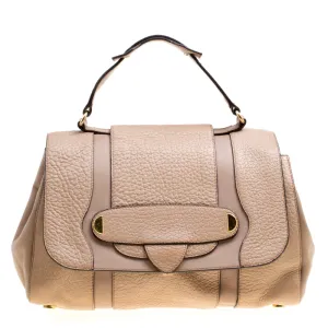 Beige Leather Thompson Top Handle Satchel