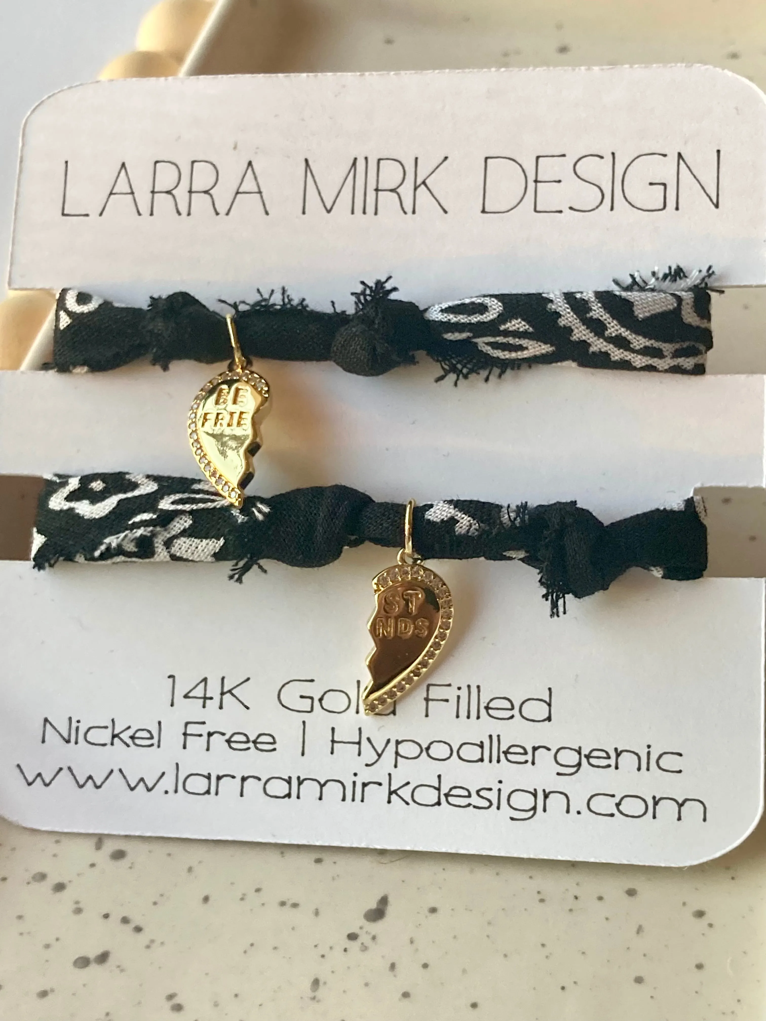Best Friends Bandana Bracelet Set | 14k Gold Filled | Black