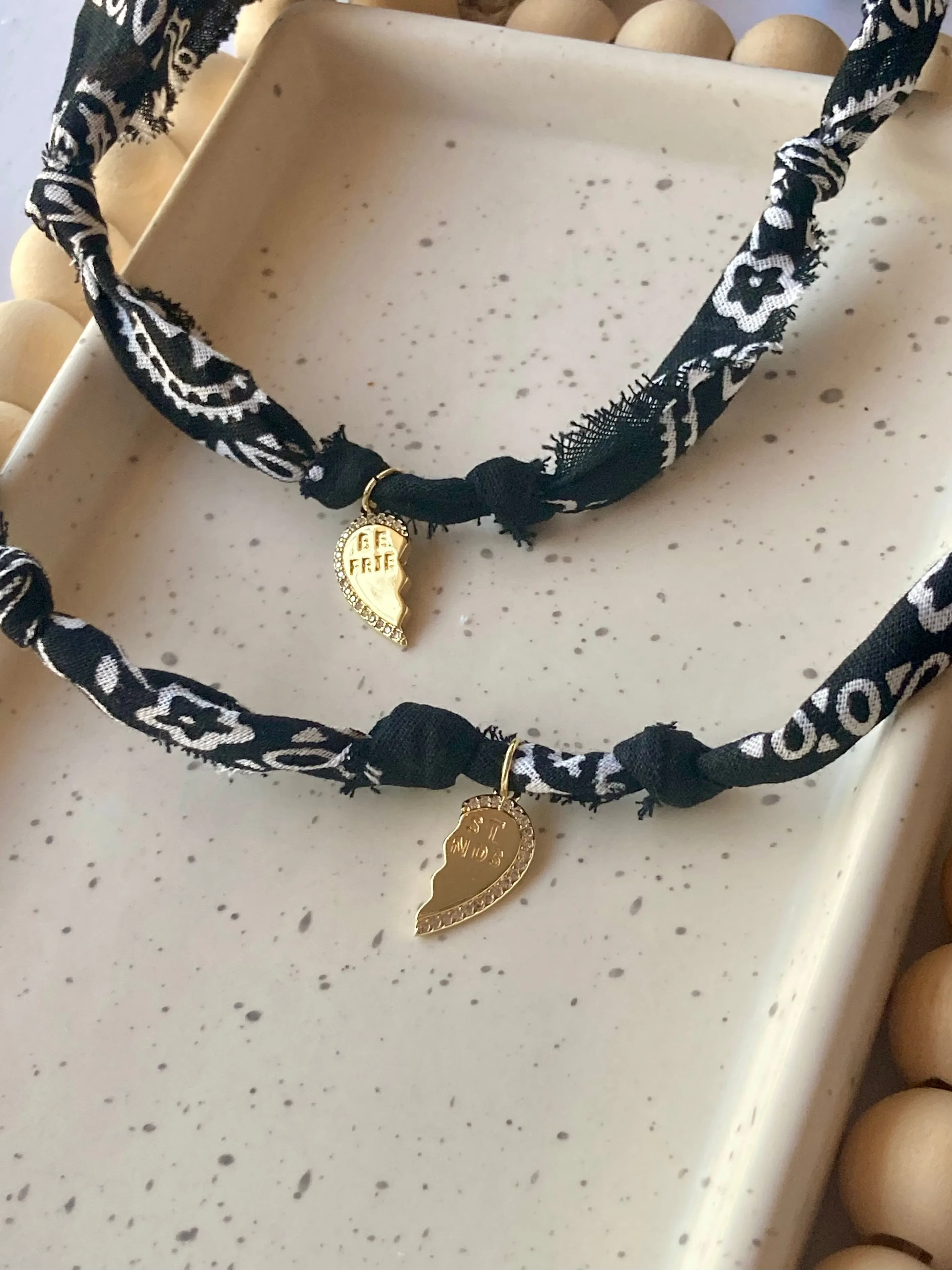 Best Friends Bandana Bracelet Set | 14k Gold Filled | Black