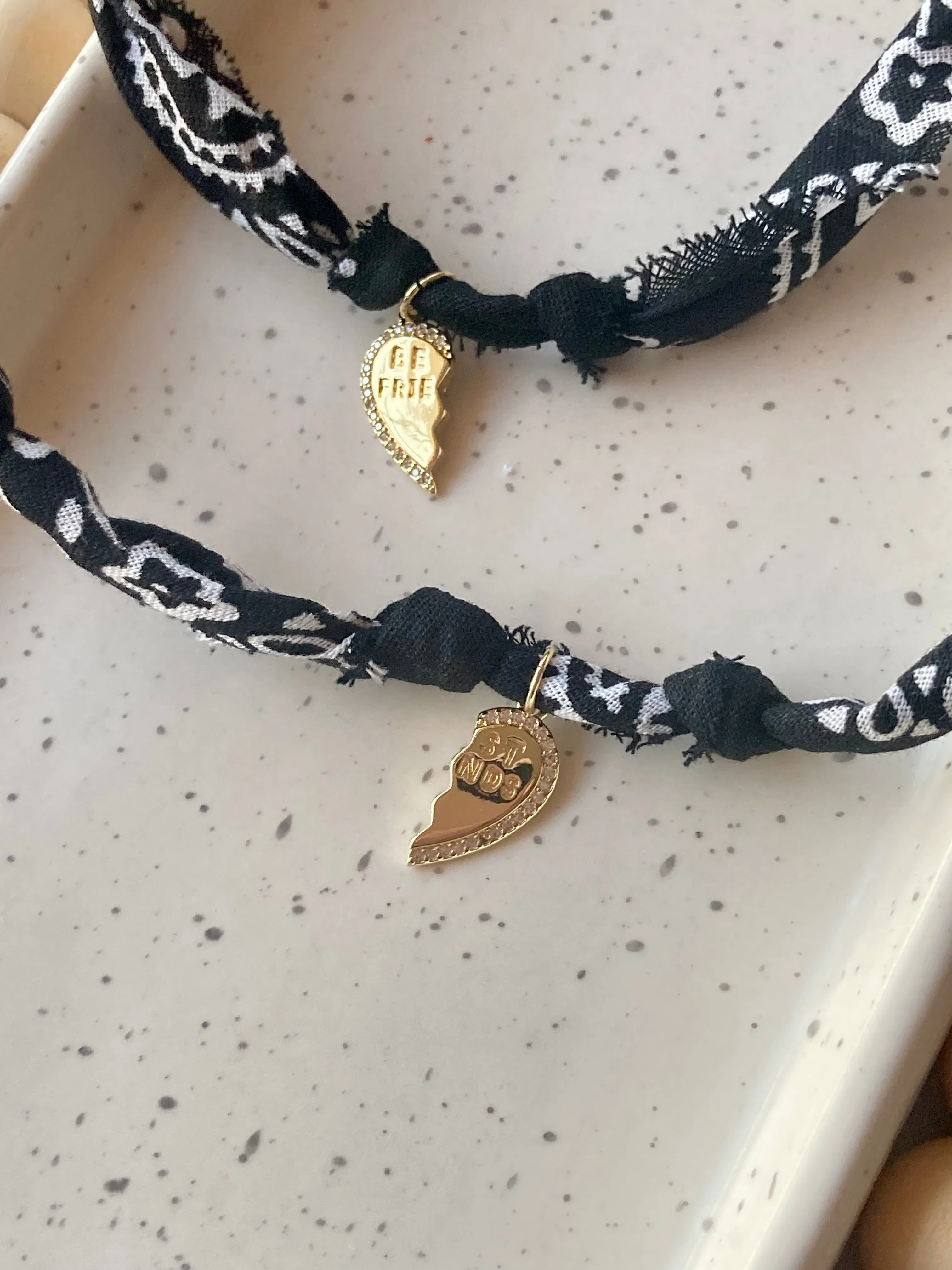 Best Friends Bandana Bracelet Set | 14k Gold Filled | Black
