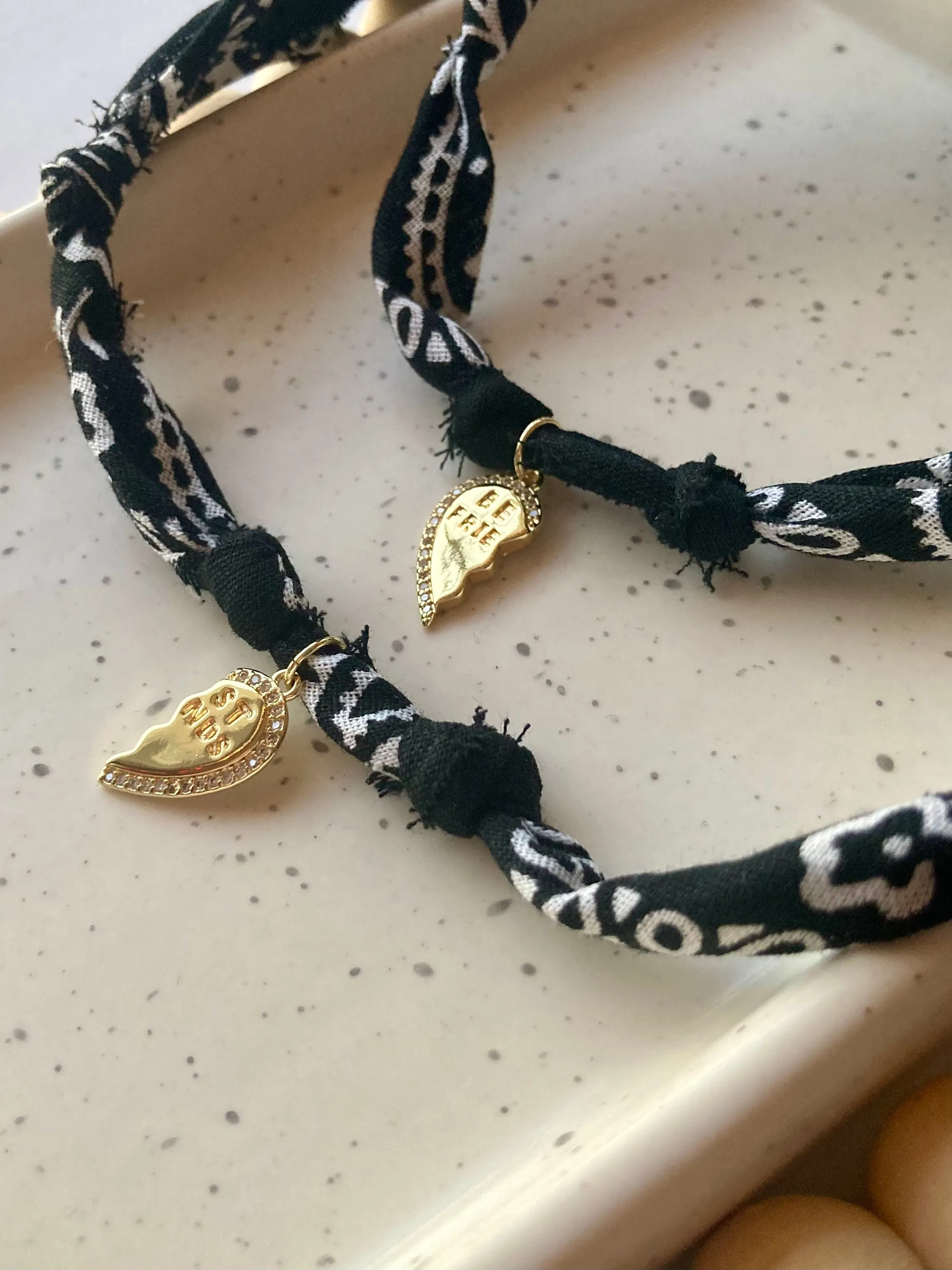 Best Friends Bandana Bracelet Set | 14k Gold Filled | Black