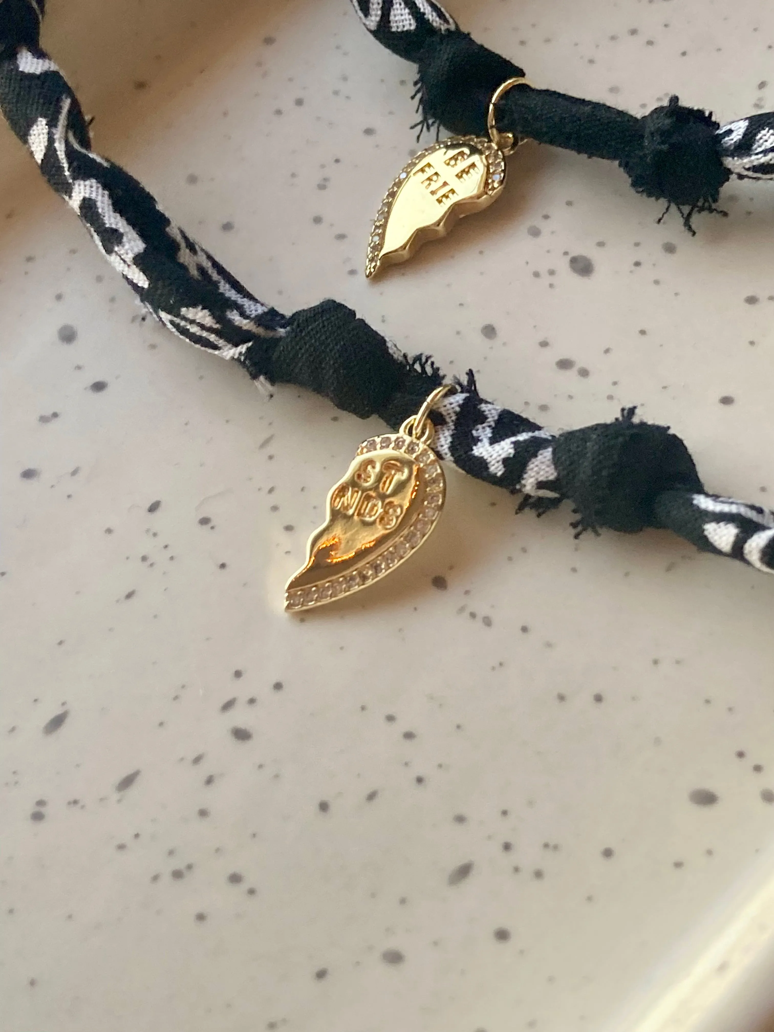 Best Friends Bandana Bracelet Set | 14k Gold Filled | Black