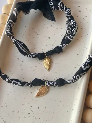 Best Friends Bandana Bracelet Set | 14k Gold Filled | Black