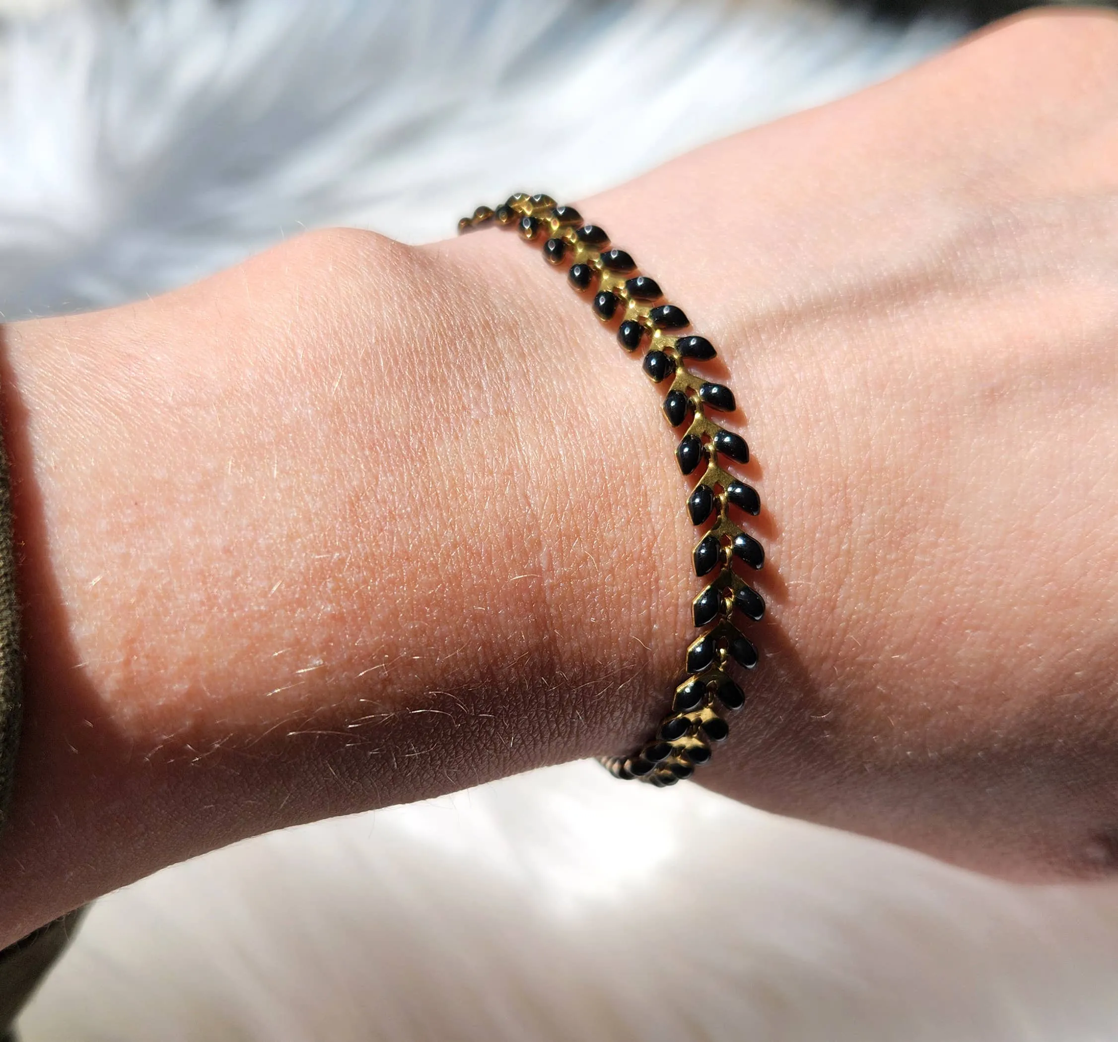 Black Enamel Arrow Chain Bracelet