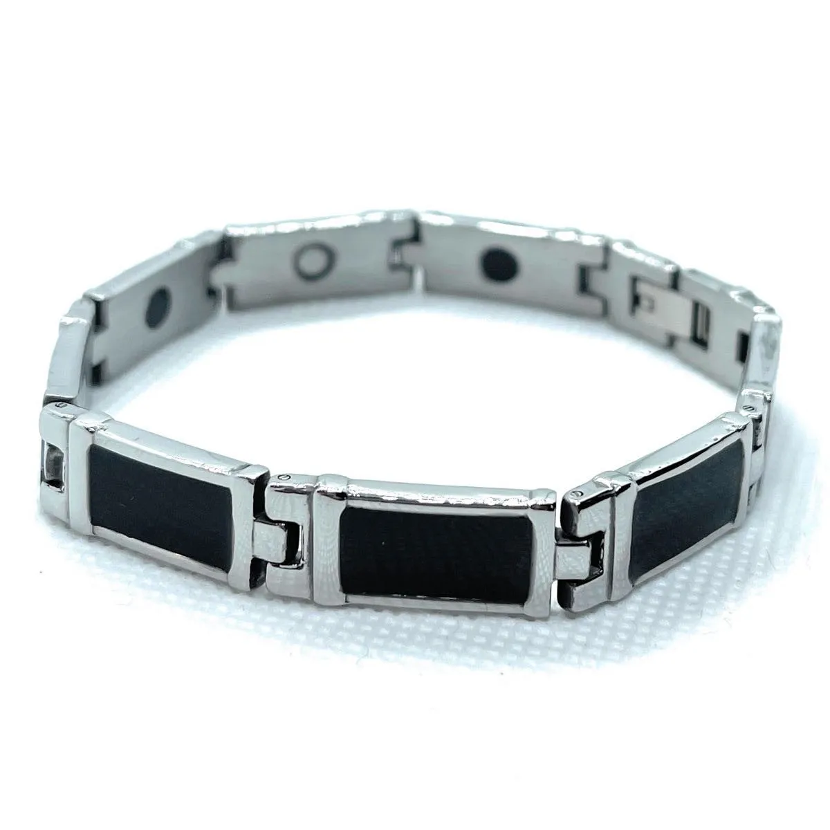 Black Enamel/Steel Bracelet with Magnets (#bracelet959)