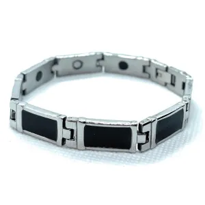 Black Enamel/Steel Bracelet with Magnets (#bracelet959)