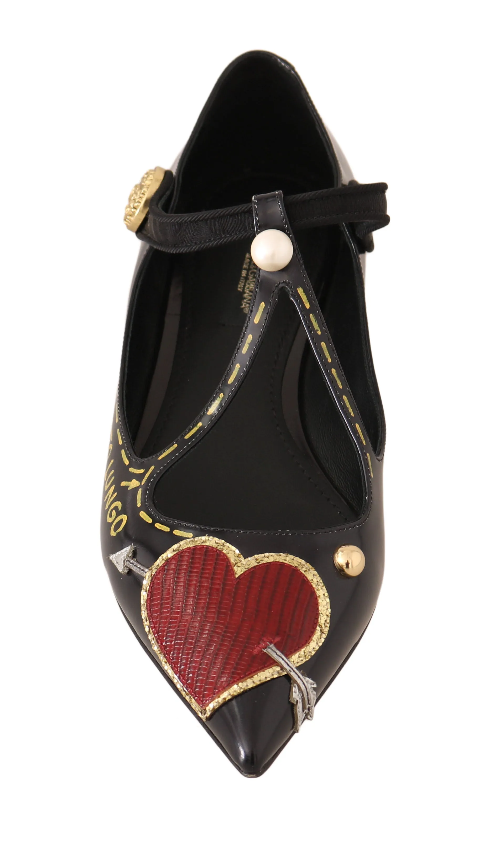 Black Leather Hand-paint Ballet Flats
