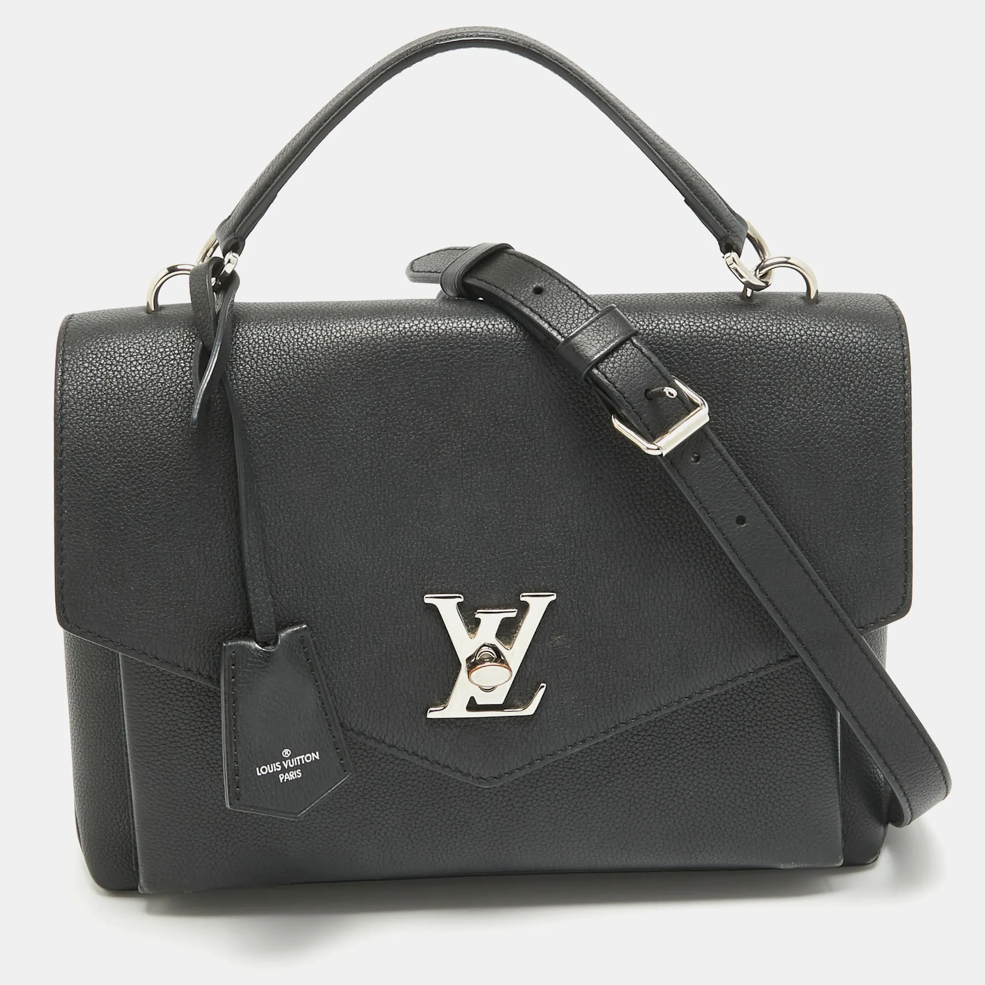 Black Leather Mylockme Satchel