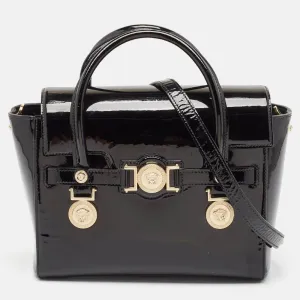Black Patent Leather Medium Medusa Medallion Tote