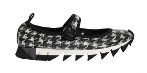 Black White Patent Leather Ballerina Shoes