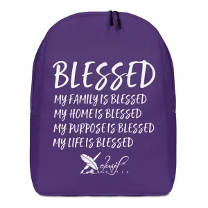 BLESSED BY XCLUSIF POETIX PURPLE & WHITE Minimalist Backpack