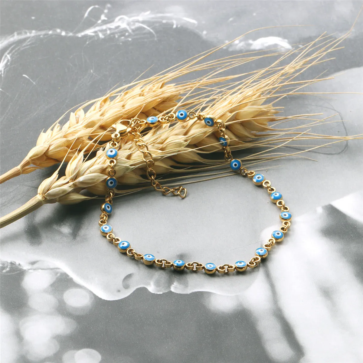 Blue Enamel & 18K Gold-Plated Eye Station Bracelet