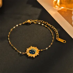 Blue Enamel & Rsein 18K Gold-Plated Celestial Charm Bracelet