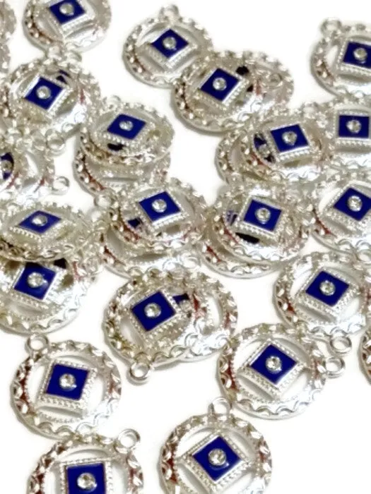 Blue Enamel With Clear Crystal Pendant Charms - Narcotics Anonymous