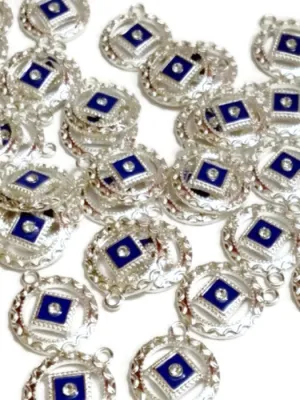 Blue Enamel With Clear Crystal Pendant Charms - Narcotics Anonymous