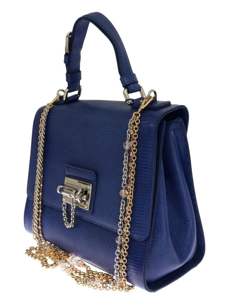 Blue MONICA Leather Designer Handbag for Women Purse