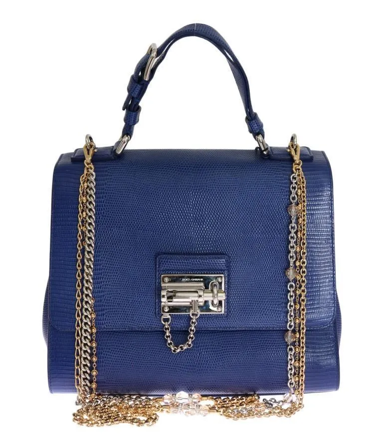 Blue MONICA Leather Designer Handbag for Women Purse