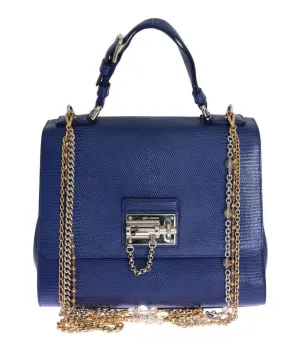 Blue MONICA Leather Designer Handbag for Women Purse