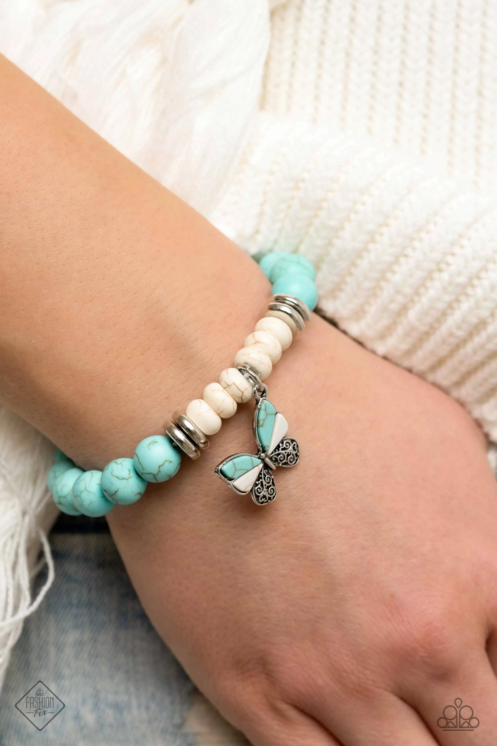 ?Bold Butterfly - Blue (Turquoise) Bracelet (SSF-0123)