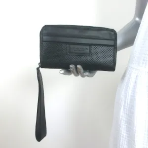 Bottega Veneta Leggero Wristlet Wallet Black Perforated Leather