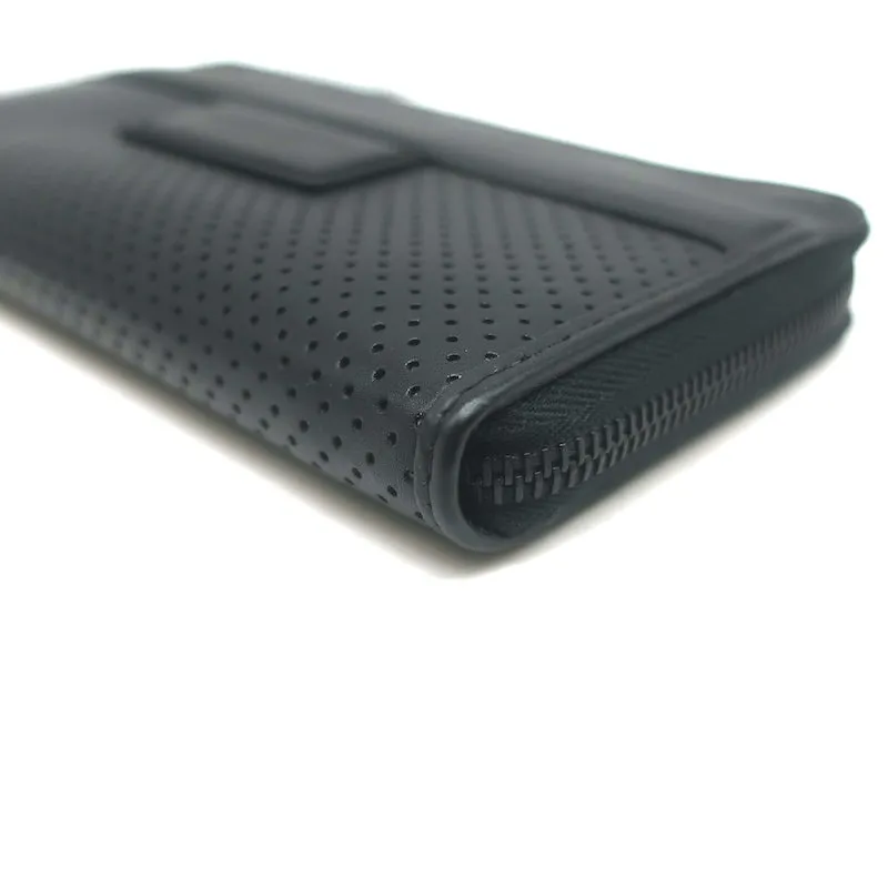Bottega Veneta Leggero Wristlet Wallet Black Perforated Leather