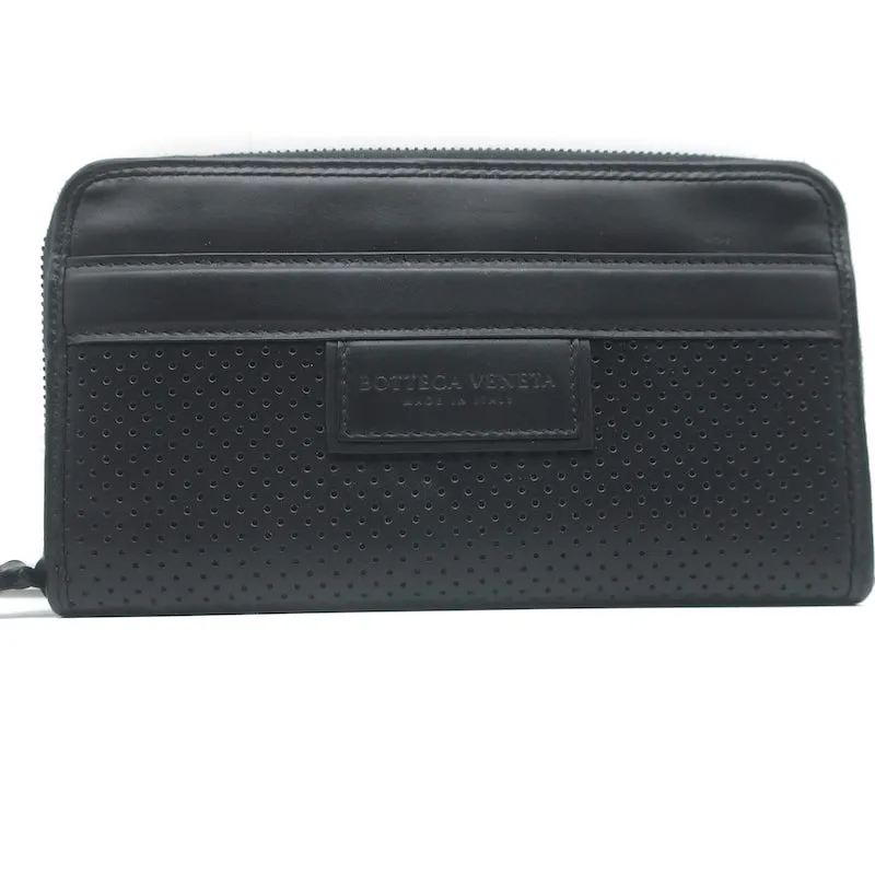 Bottega Veneta Leggero Wristlet Wallet Black Perforated Leather