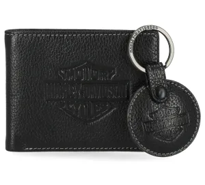 Boxed Wallet & Key Fob In Black - Black