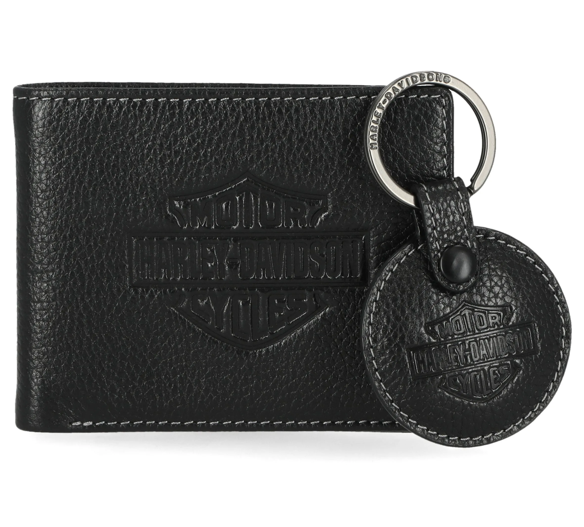 Boxed Wallet & Key Fob In Black - Black