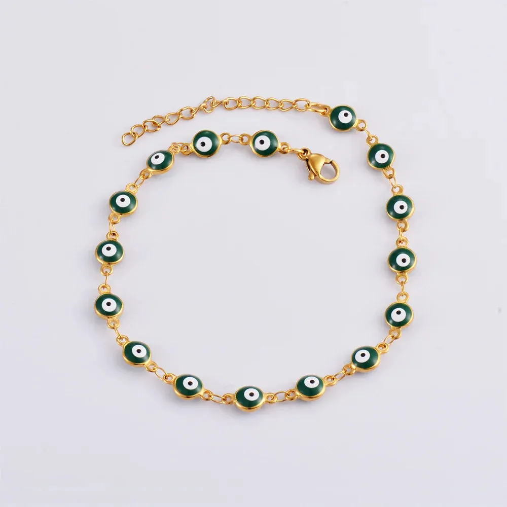 Bracelets Blue Red Evil Eye Enamel Bead Bracelet For Women Lucky Turkish eye Jewelry Gifts