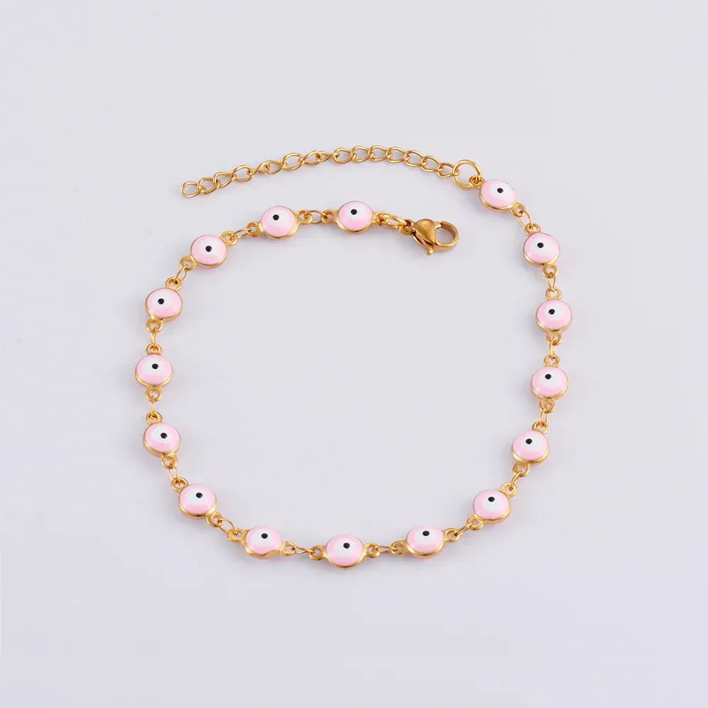 Bracelets Blue Red Evil Eye Enamel Bead Bracelet For Women Lucky Turkish eye Jewelry Gifts