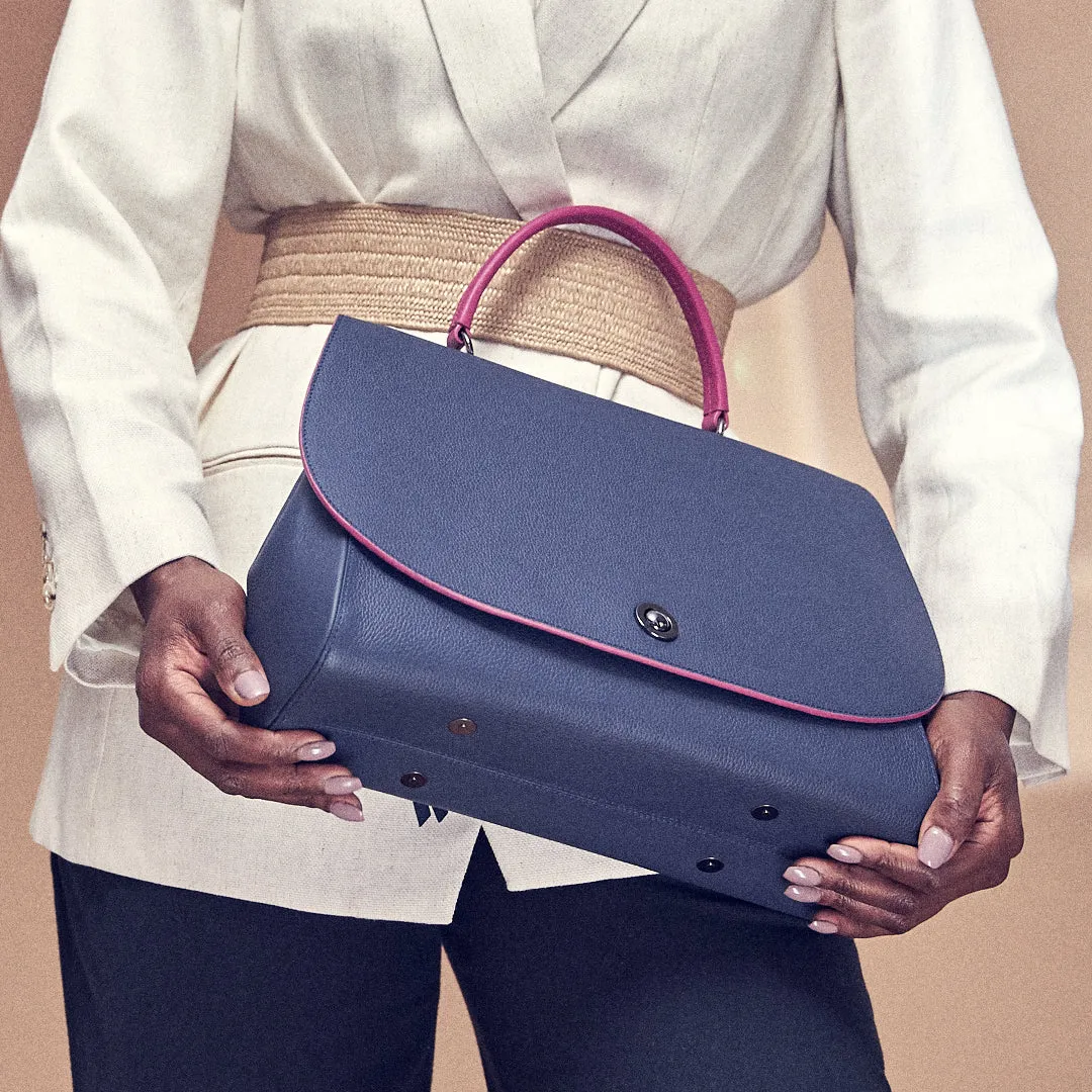 briffani jut interchangeable flap satchel - flirty denim