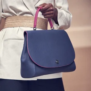 briffani jut interchangeable flap satchel - flirty denim