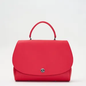briffani jut interchangeable flap satchel - red with gunmetal