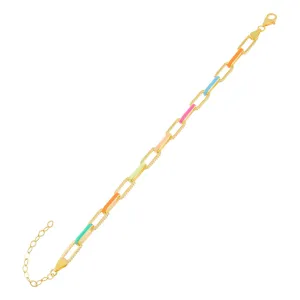 Bright CZ Enamel Link Bracelet