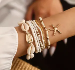 𓇼Bring Me To The Beach White Gold Bracelet Set 7 Pieces