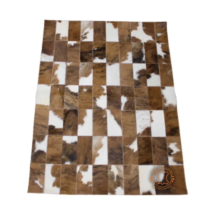 Brown Brindle  Patchwork Cowhide Rug – 4.8 ft x 3.5 ft Premium Cowhide Rug