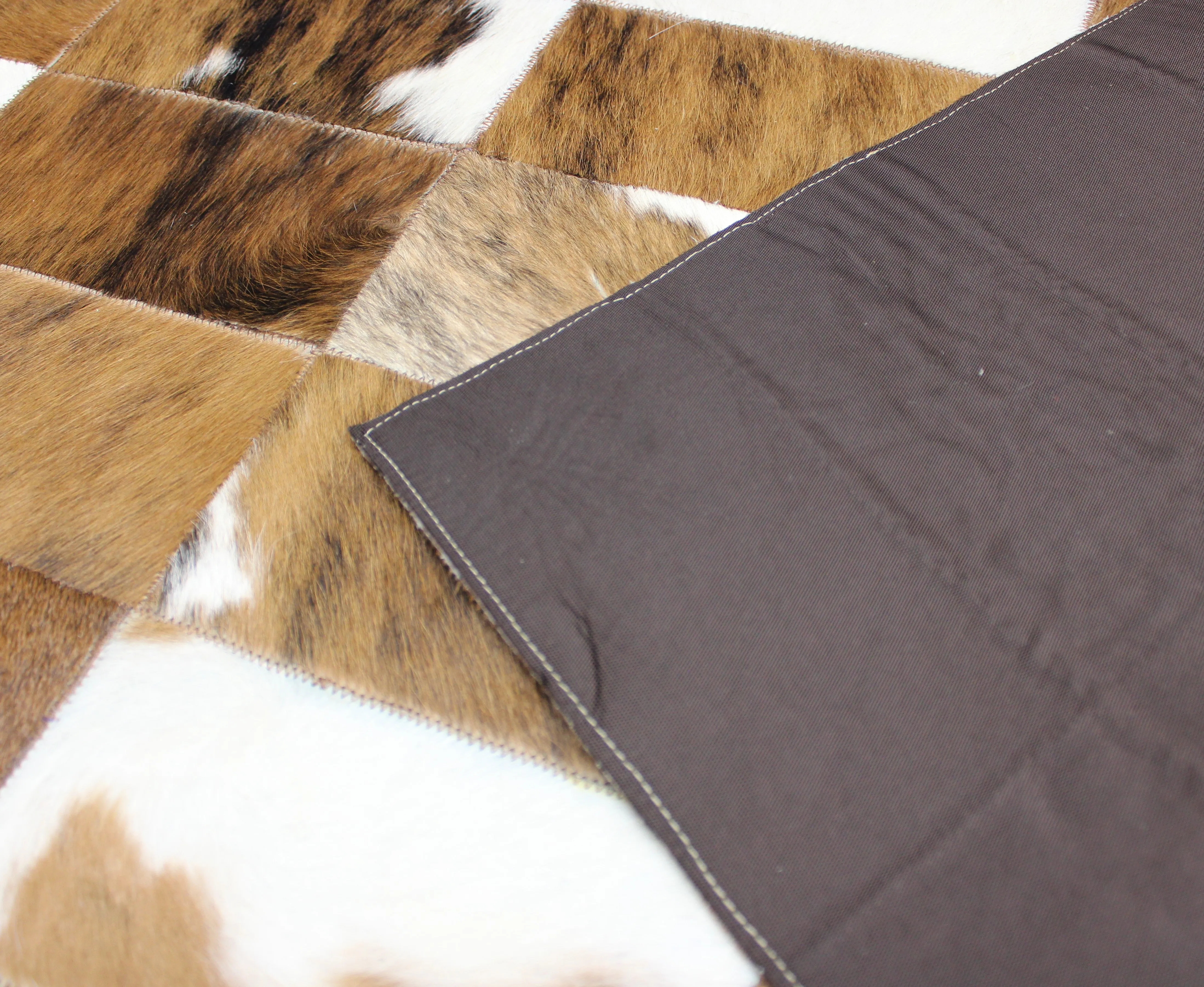 Brown Brindle  Patchwork Cowhide Rug – 4.8 ft x 3.5 ft Premium Cowhide Rug