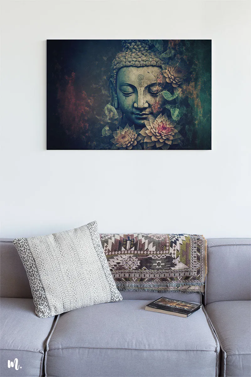 Buddha's Blooming Serenity Canvas Art